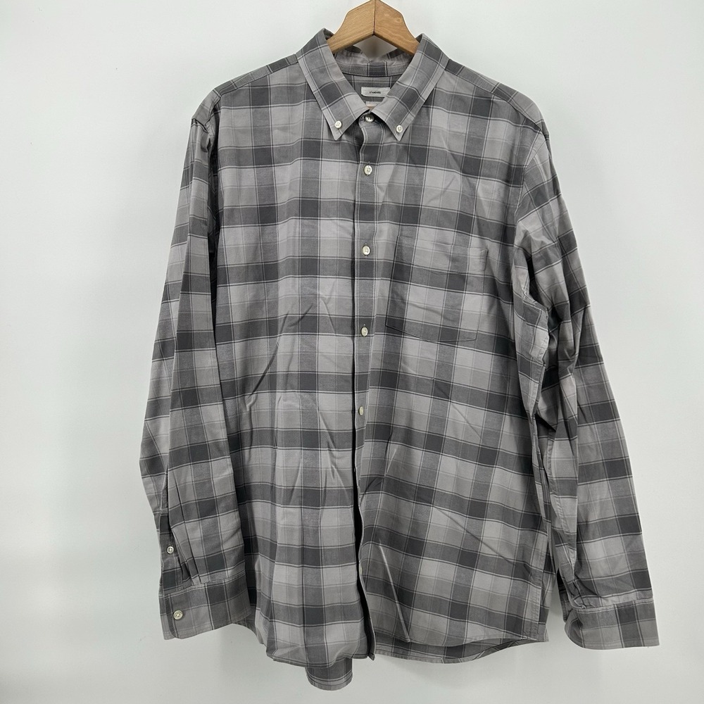 Gap Shirt Mens XL Gray Plaid Button‎ Down Standard Fit Preppy Casual